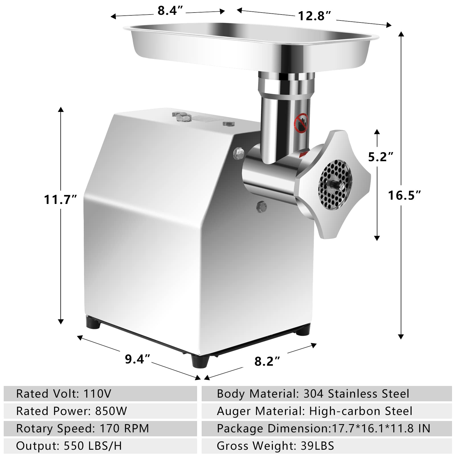 Amazon.com: DIYAREA Commercial Meat Grinder, 850W 550LB/H